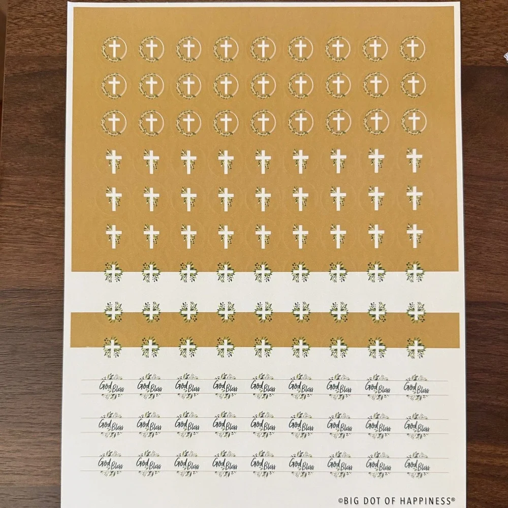 Big Dot of Happiness Candy Stickers Religious 540 count NEW Elegant Cross